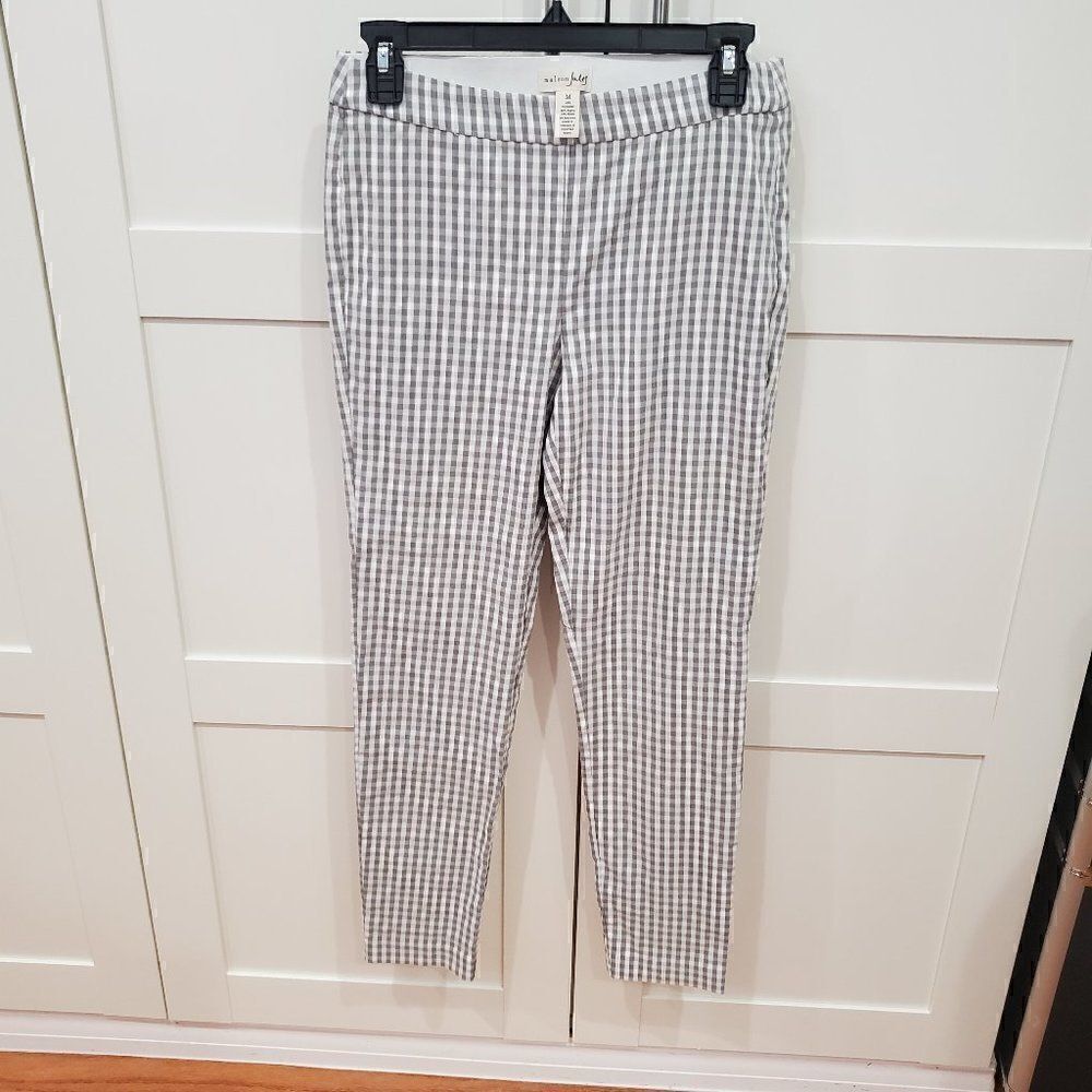 Maison Jules Gray Checkered Pull On Pants Size M